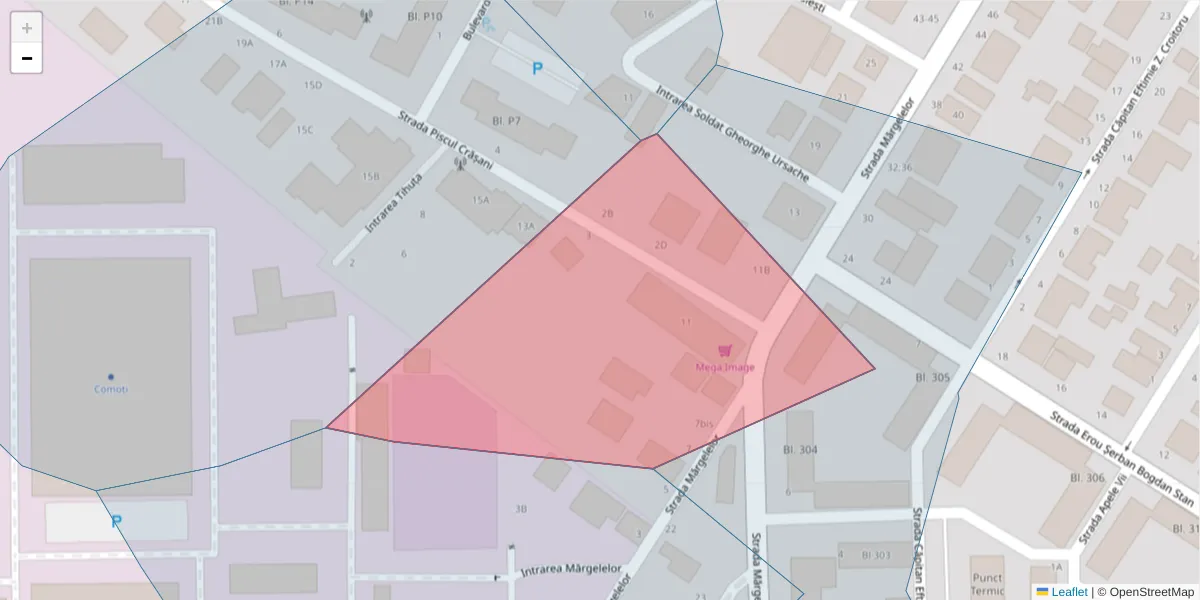 Hartă a codului poștal  și a codurilor poștale învecinate