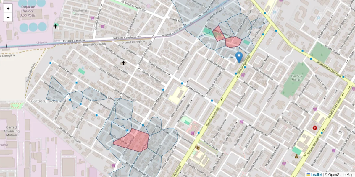Hartă a codului poștal  și a codurilor poștale învecinate