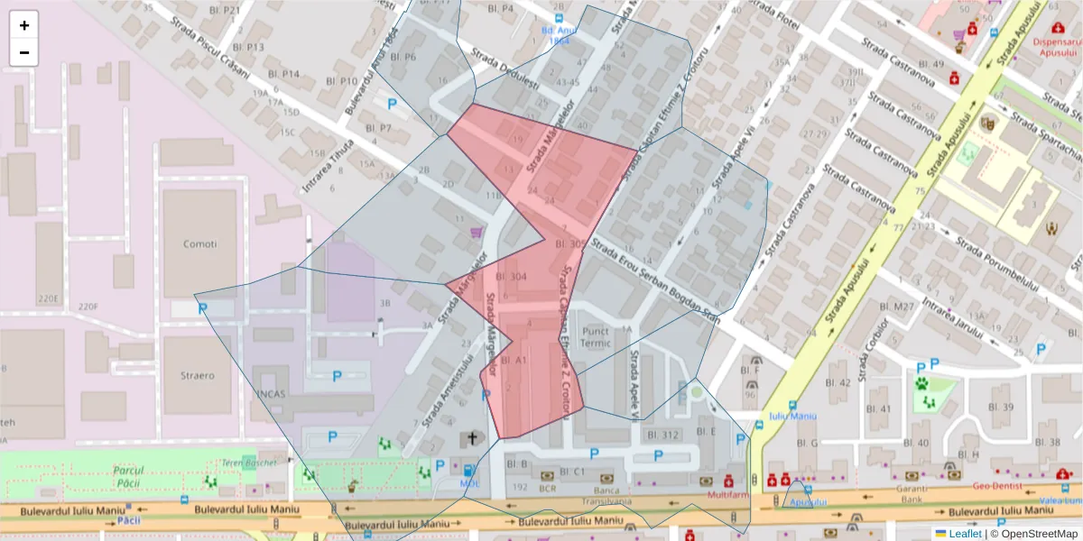 Hartă a codului poștal  și a codurilor poștale învecinate