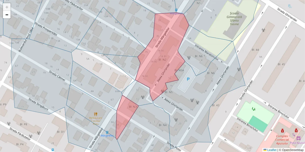 Hartă a codului poștal  și a codurilor poștale învecinate