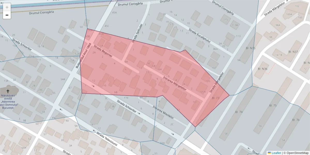 Hartă a codului poștal  și a codurilor poștale învecinate