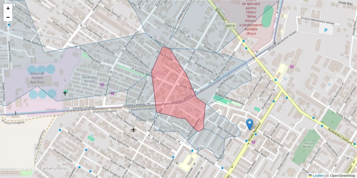 Hartă a codului poștal  și a codurilor poștale învecinate