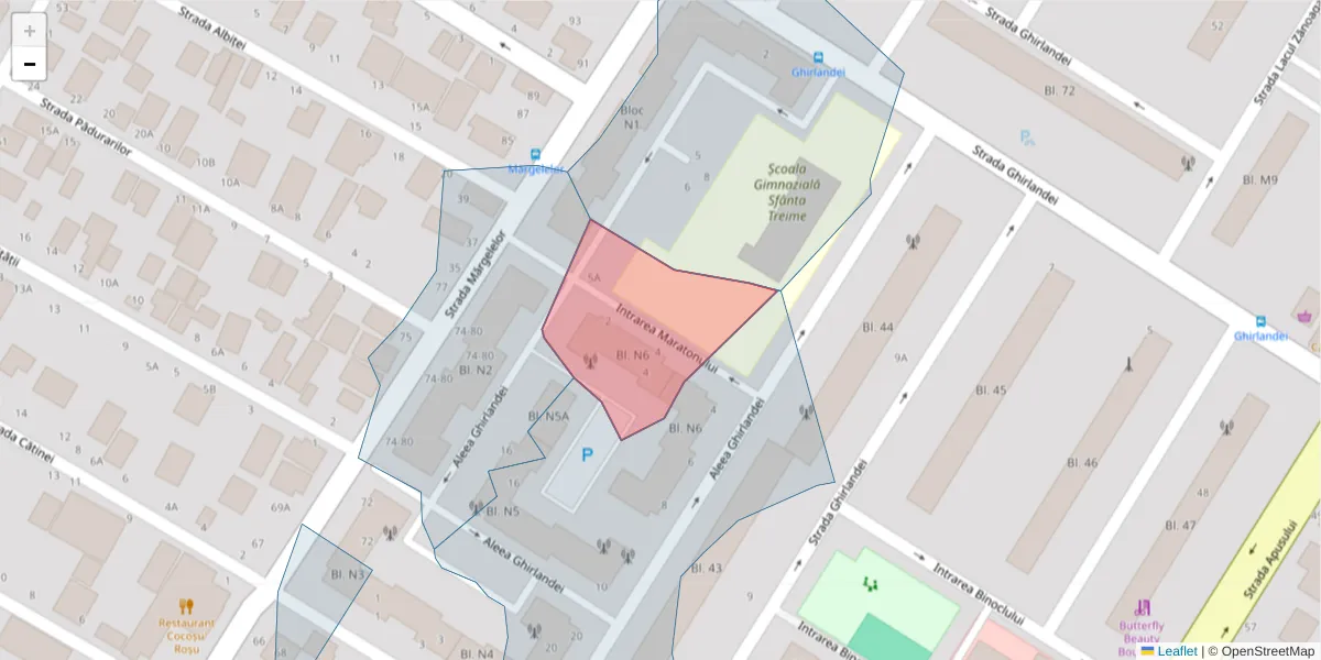 Hartă a codului poștal  și a codurilor poștale învecinate