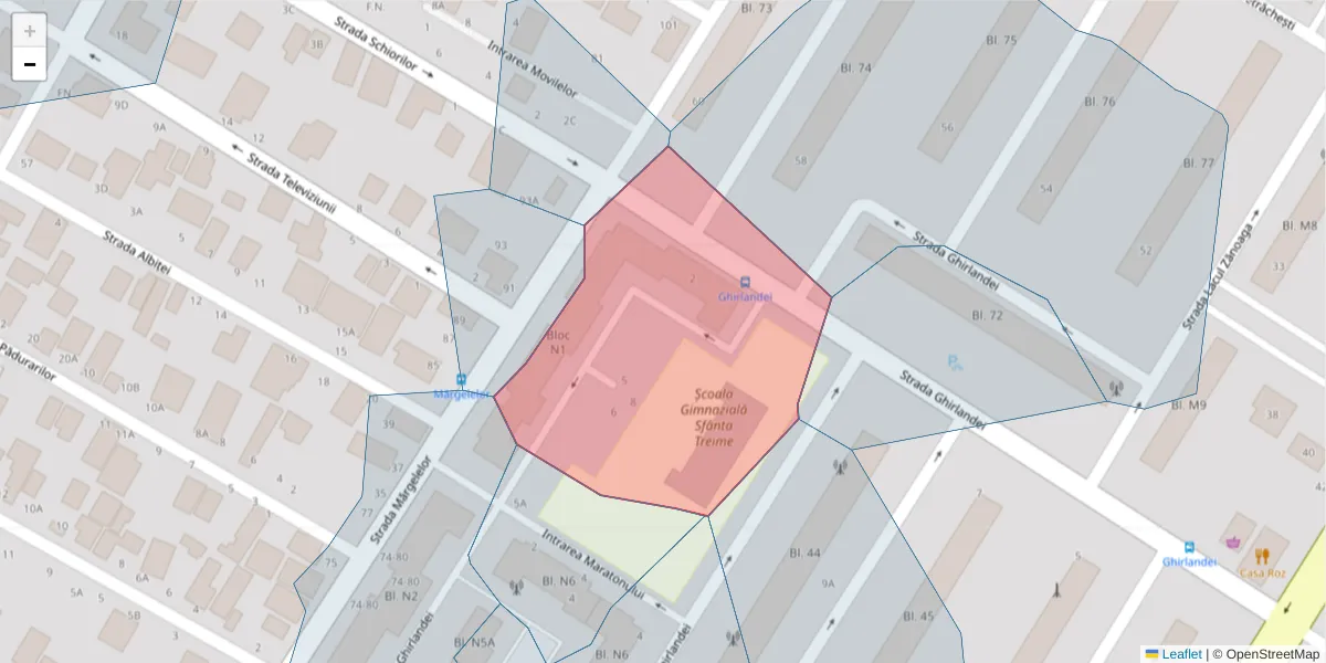 Hartă a codului poștal  și a codurilor poștale învecinate