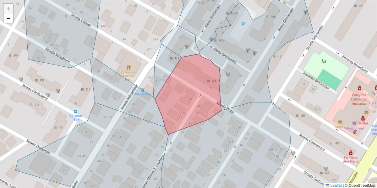 Hartă a codului poștal  și a codurilor poștale învecinate