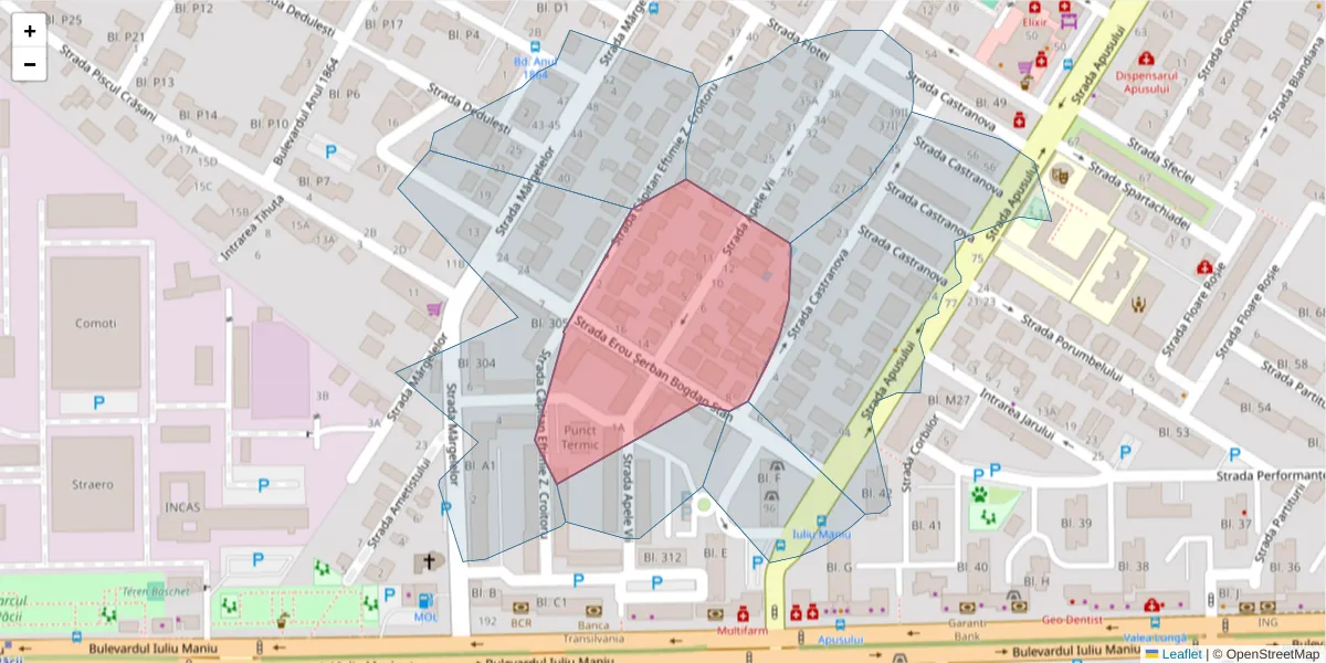 Hartă a codului poștal  și a codurilor poștale învecinate