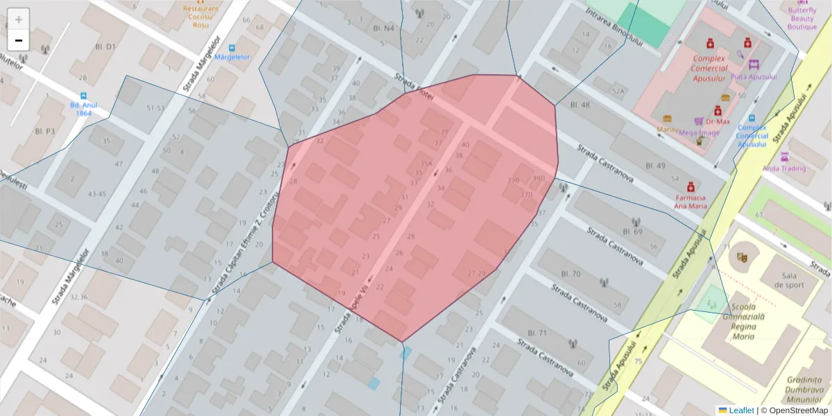 Hartă a codului poștal  și a codurilor poștale învecinate