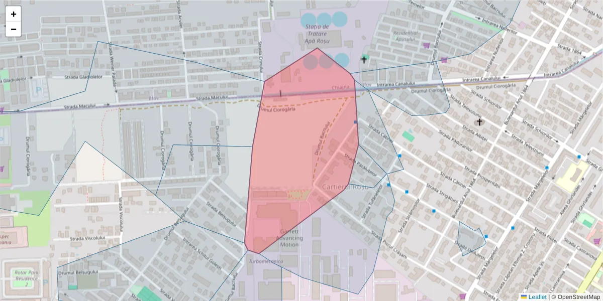 Hartă a codului poștal  și a codurilor poștale învecinate