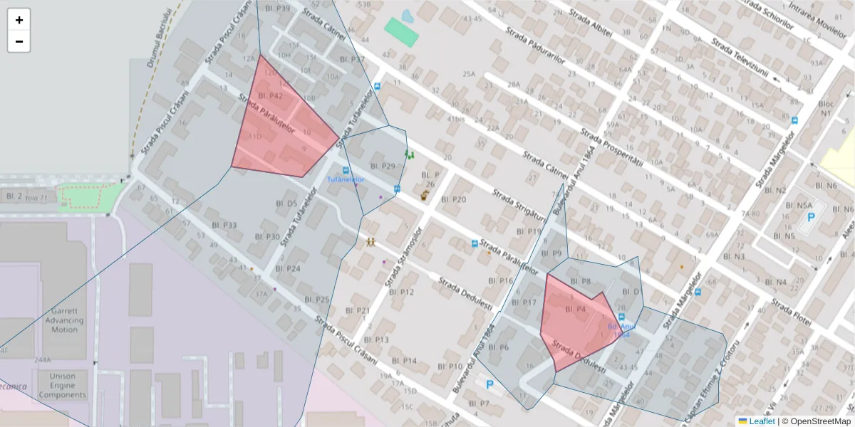 Hartă a codului poștal  și a codurilor poștale învecinate