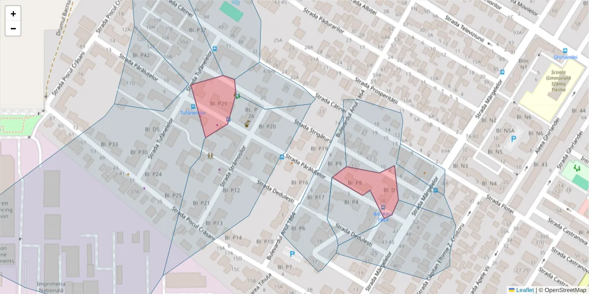 Hartă a codului poștal  și a codurilor poștale învecinate