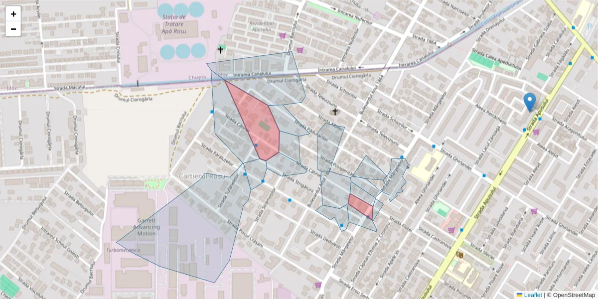 Hartă a codului poștal  și a codurilor poștale învecinate