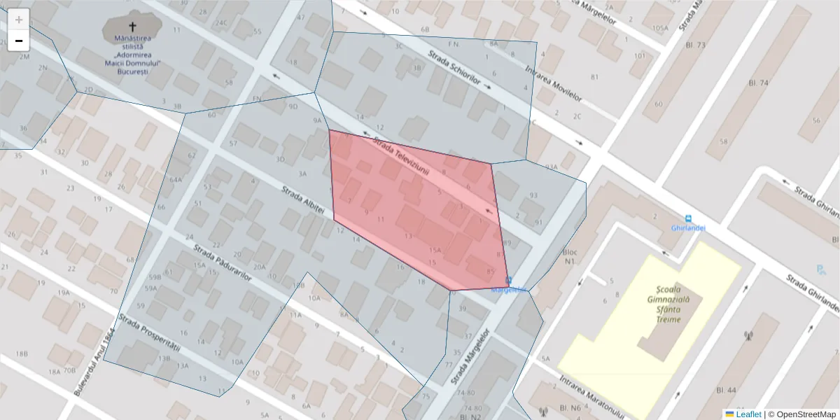 Hartă a codului poștal  și a codurilor poștale învecinate