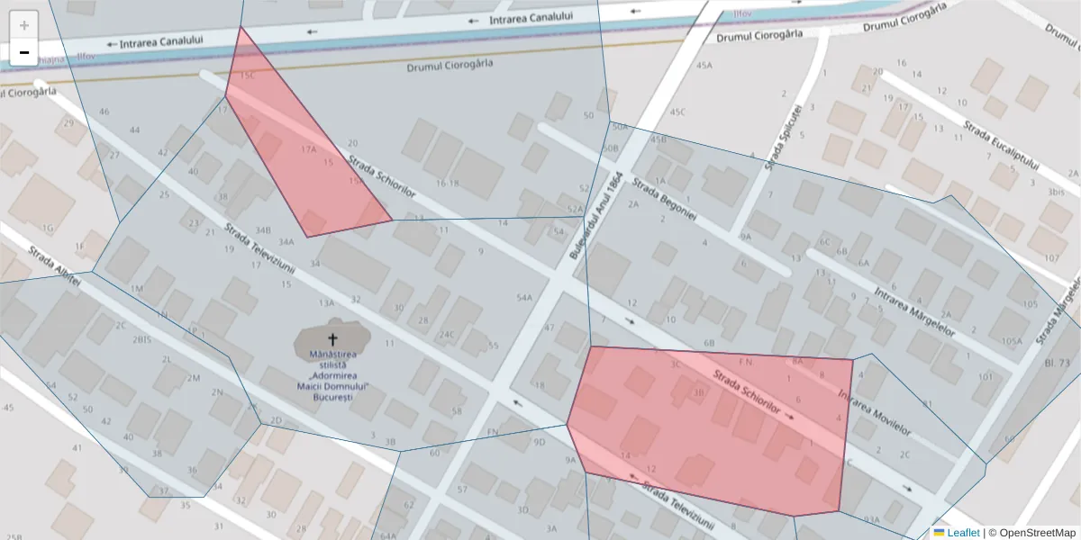 Hartă a codului poștal  și a codurilor poștale învecinate