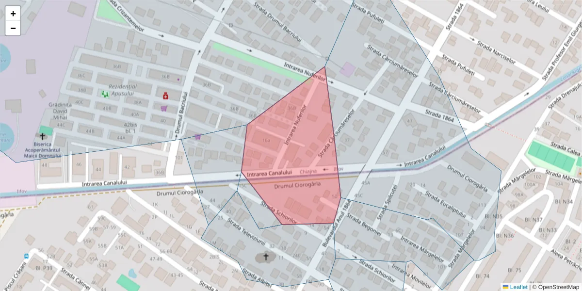 Hartă a codului poștal  și a codurilor poștale învecinate