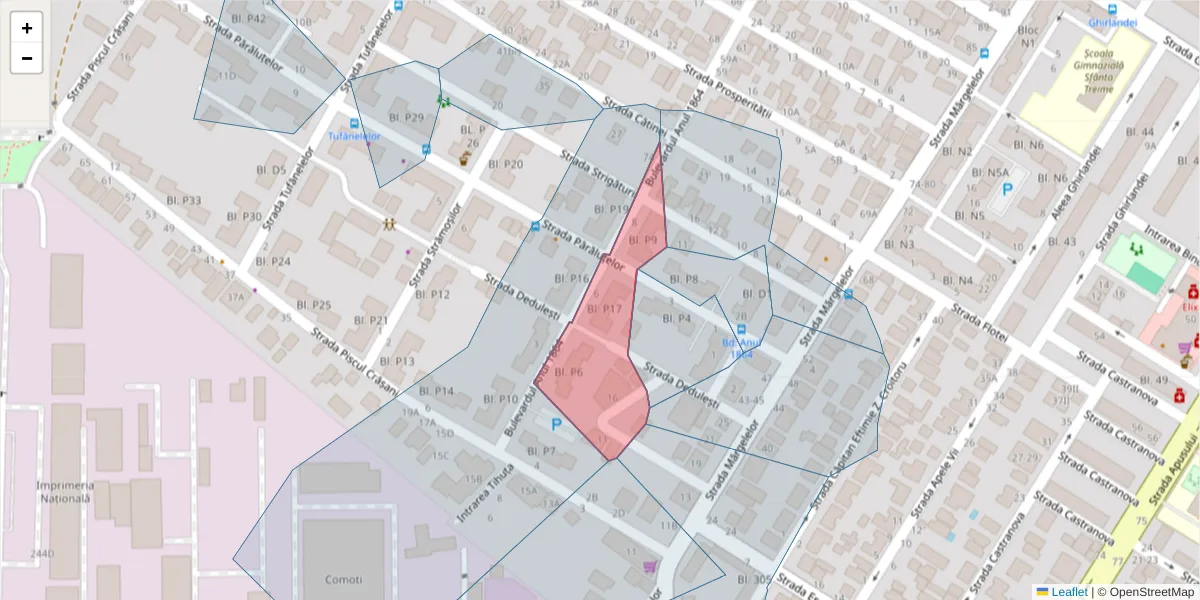 Hartă a codului poștal  și a codurilor poștale învecinate