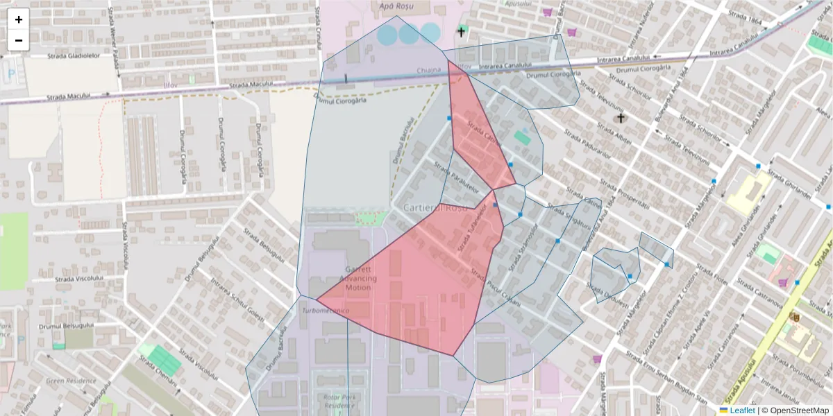 Hartă a codului poștal  și a codurilor poștale învecinate