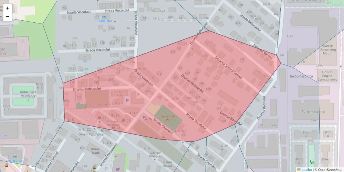 Hartă a codului poștal  și a codurilor poștale învecinate