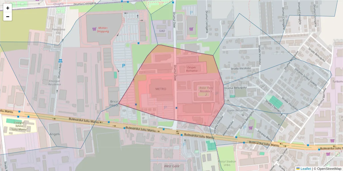 Hartă a codului poștal  și a codurilor poștale învecinate