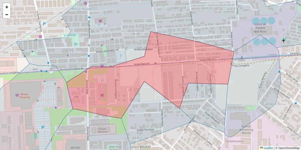 Hartă a codului poștal  și a codurilor poștale învecinate
