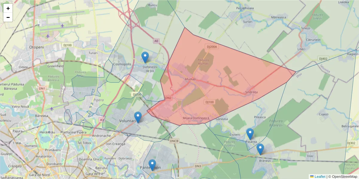 Hartă a codului poștal  și a codurilor poștale învecinate