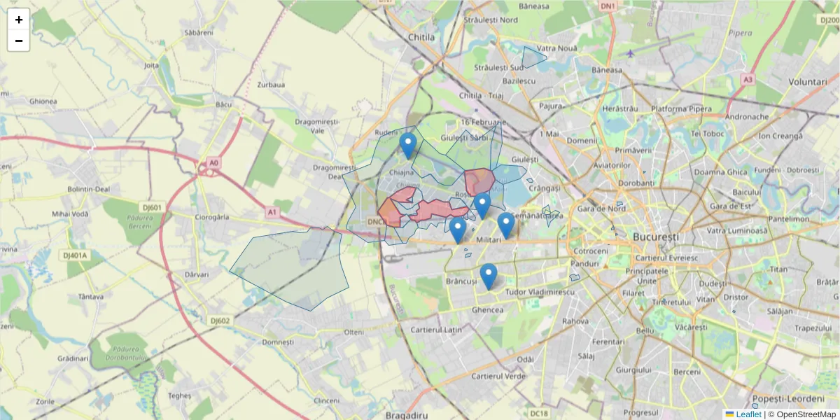 Hartă a codului poștal  și a codurilor poștale învecinate