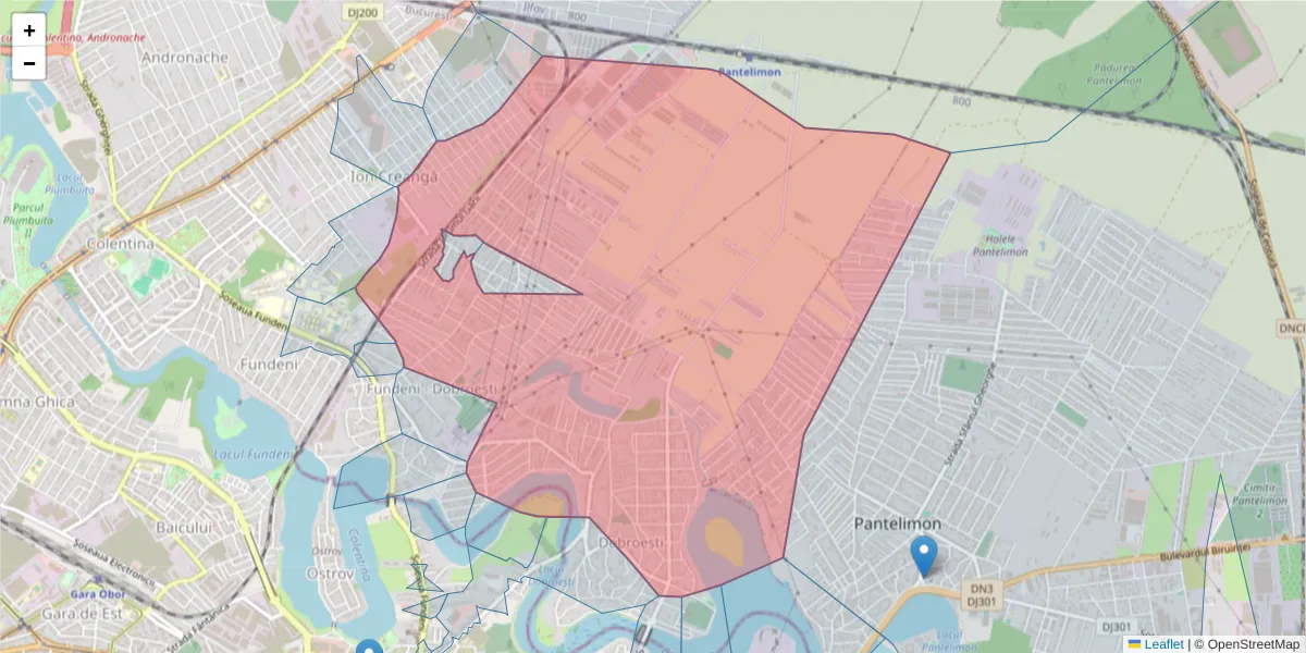 Hartă a codului poștal  și a codurilor poștale învecinate