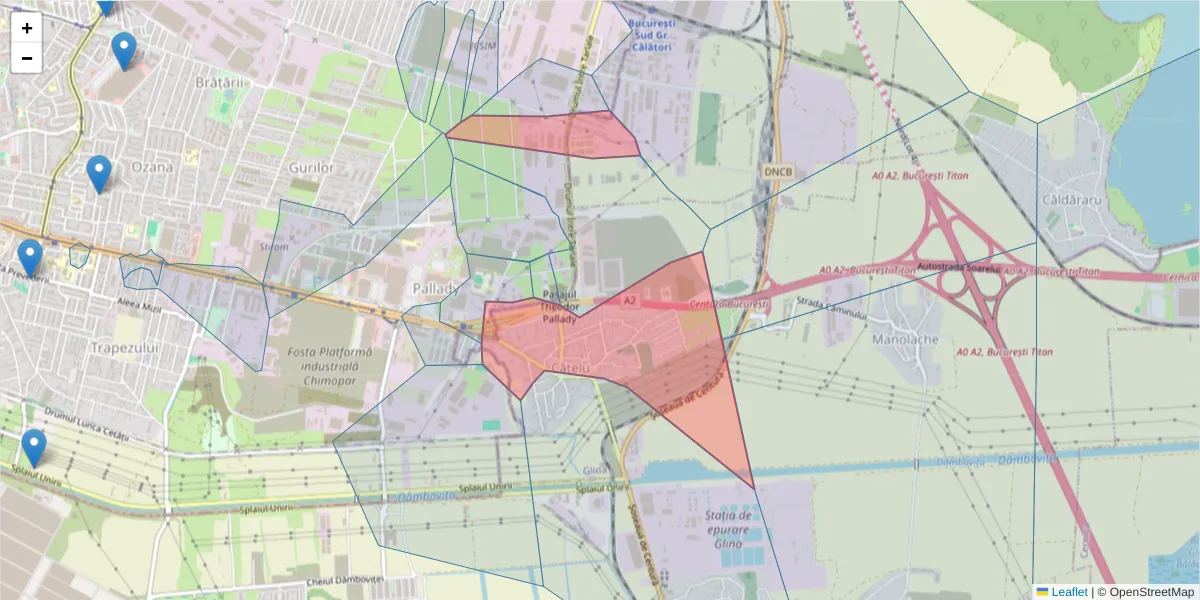 Hartă a codului poștal  și a codurilor poștale învecinate