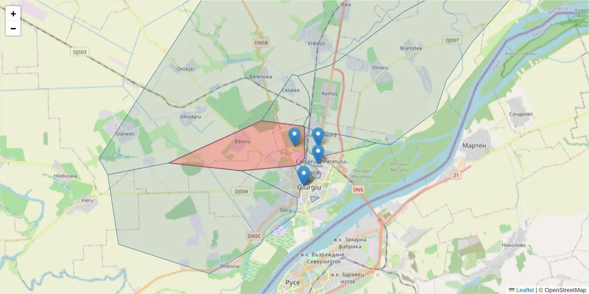 Hartă a codului poștal  și a codurilor poștale învecinate