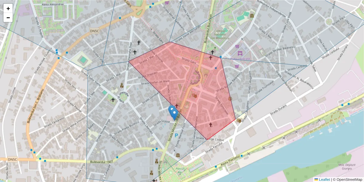 Hartă a codului poștal  și a codurilor poștale învecinate