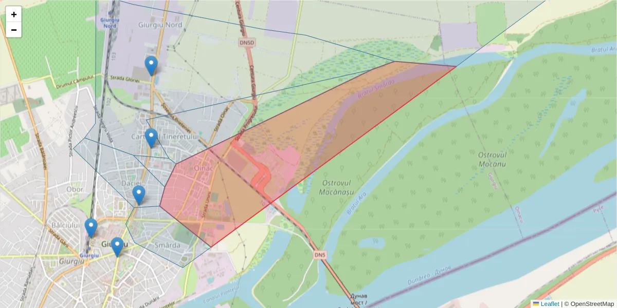 Hartă a codului poștal  și a codurilor poștale învecinate