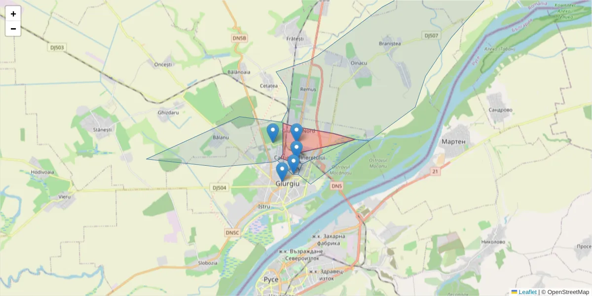 Hartă a codului poștal  și a codurilor poștale învecinate