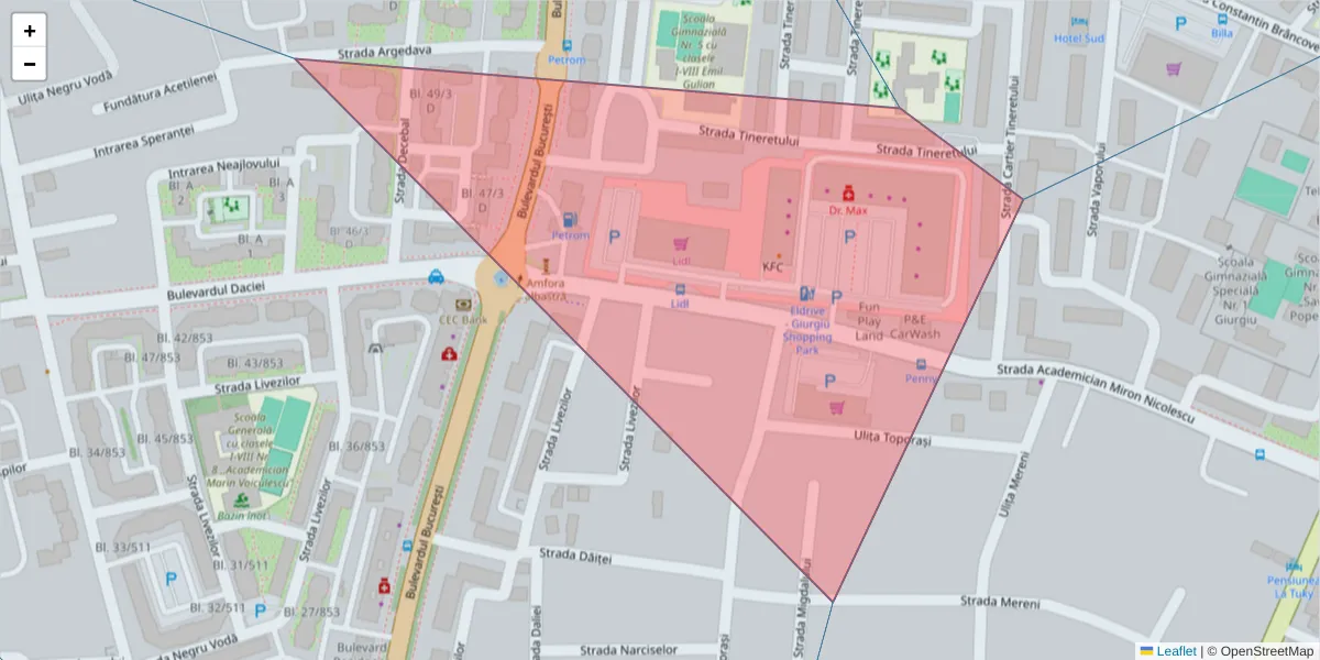 Hartă a codului poștal  și a codurilor poștale învecinate