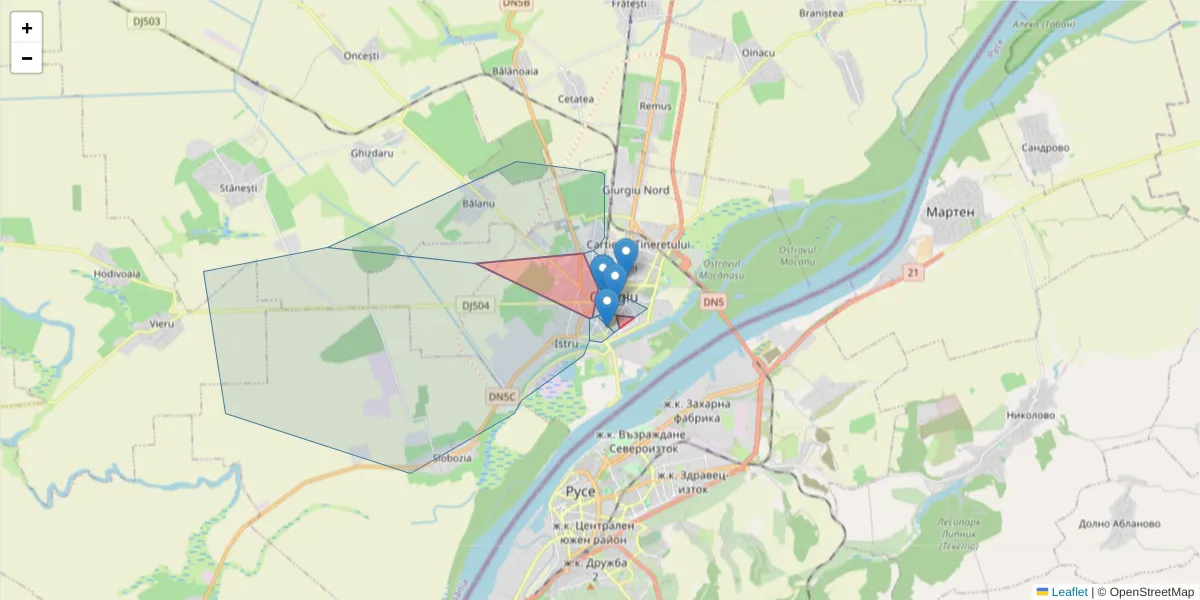 Hartă a codului poștal  și a codurilor poștale învecinate