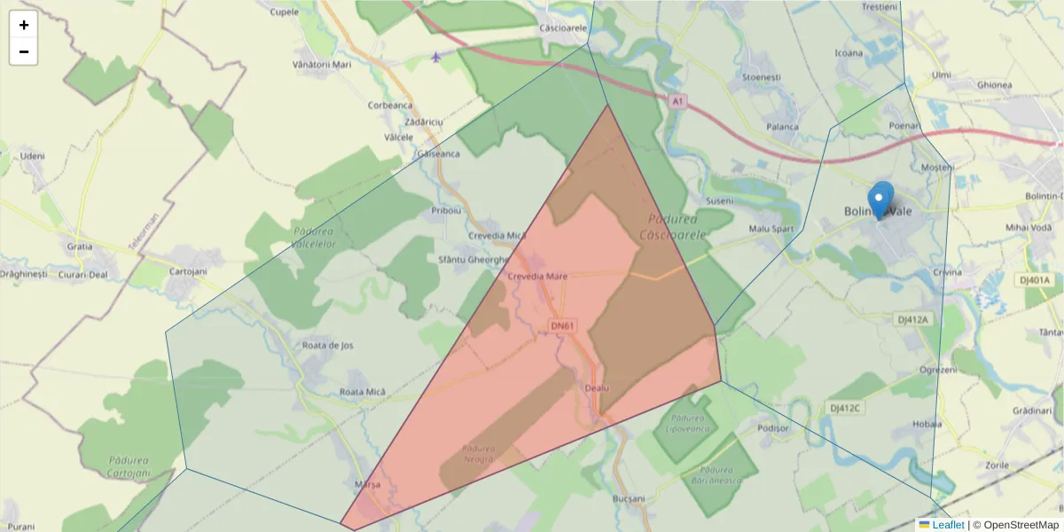 Hartă a codului poștal  și a codurilor poștale învecinate
