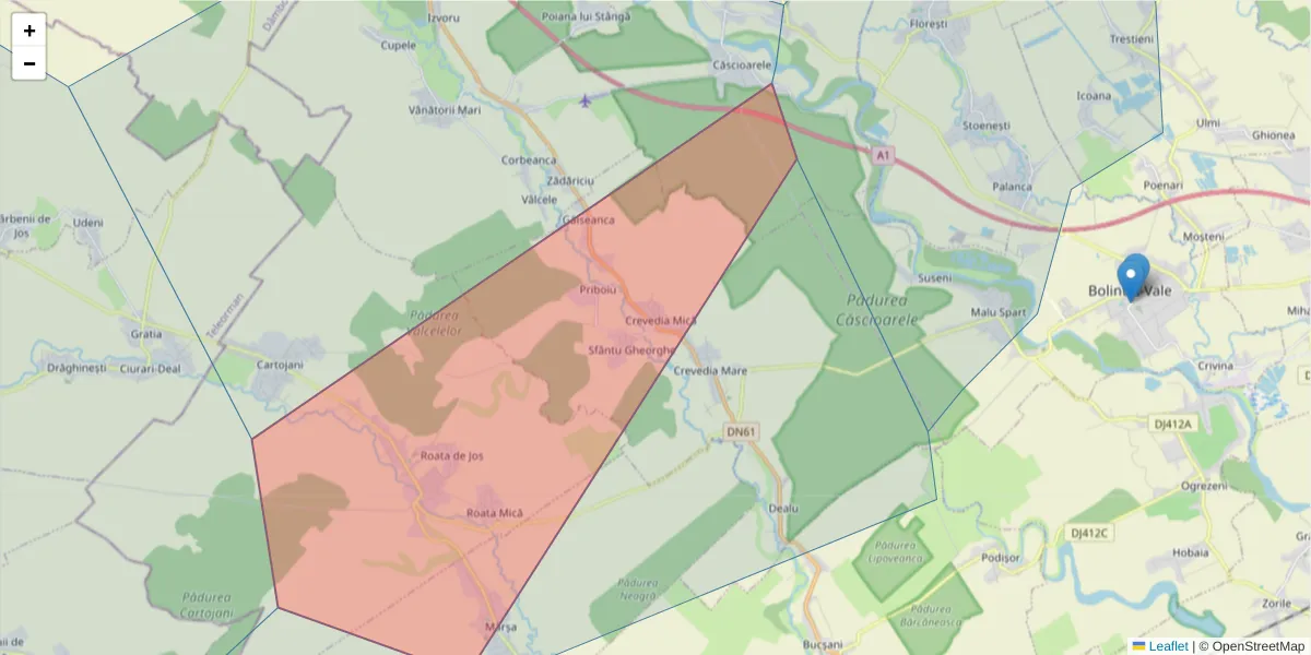 Hartă a codului poștal  și a codurilor poștale învecinate