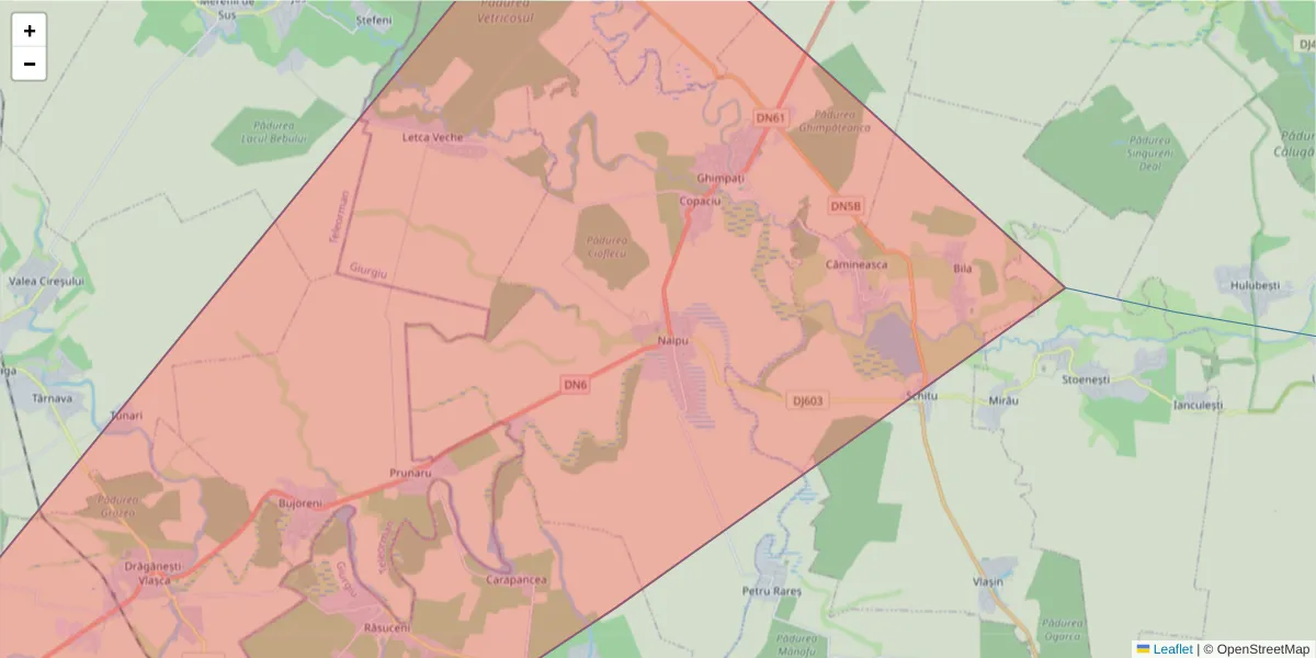 Hartă a codului poștal  și a codurilor poștale învecinate