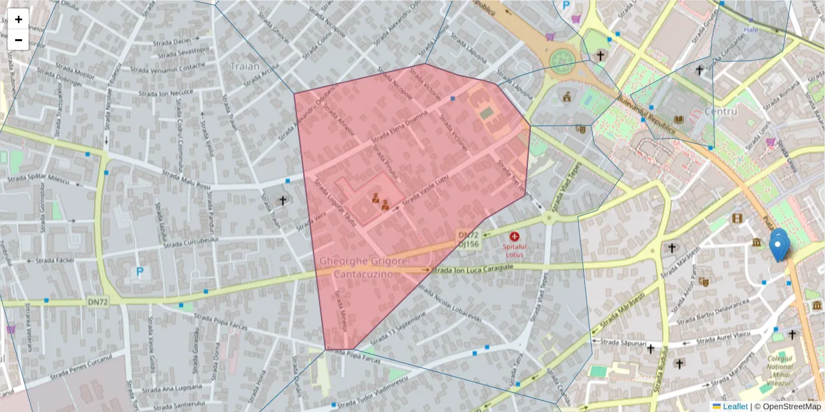 Hartă a codului poștal  și a codurilor poștale învecinate