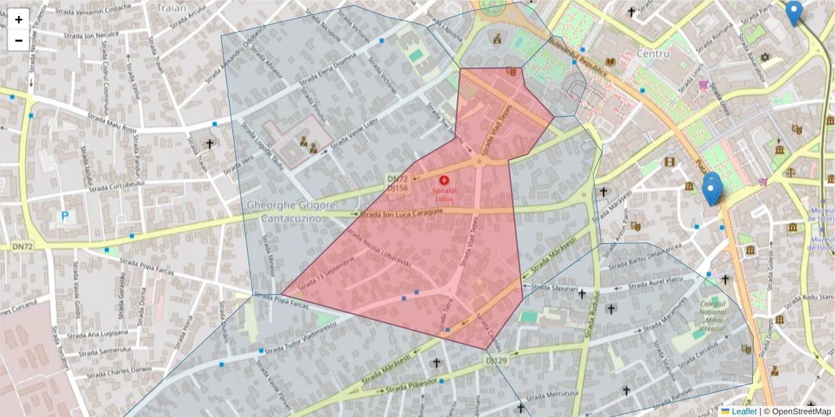 Hartă a codului poștal  și a codurilor poștale învecinate