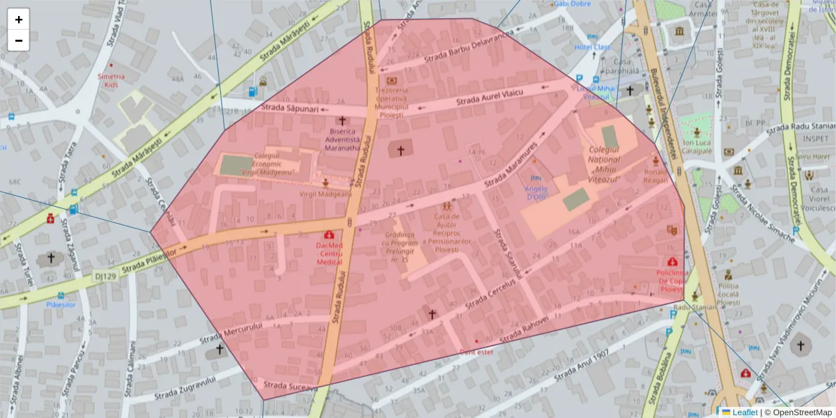 Hartă a codului poștal  și a codurilor poștale învecinate