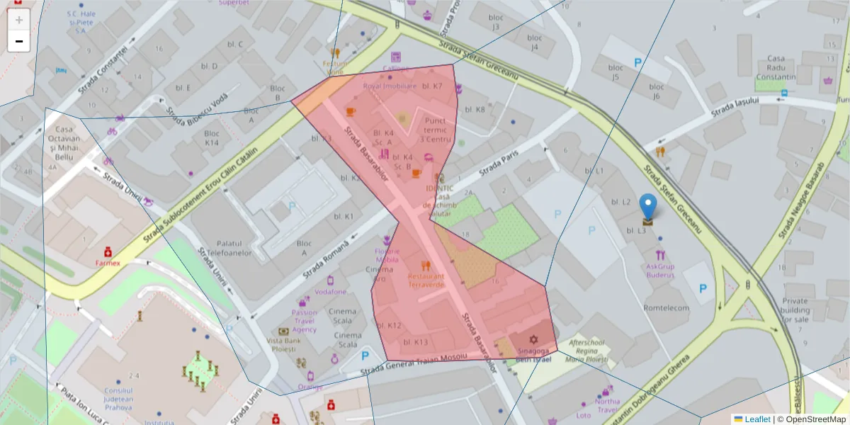 Hartă a codului poștal  și a codurilor poștale învecinate