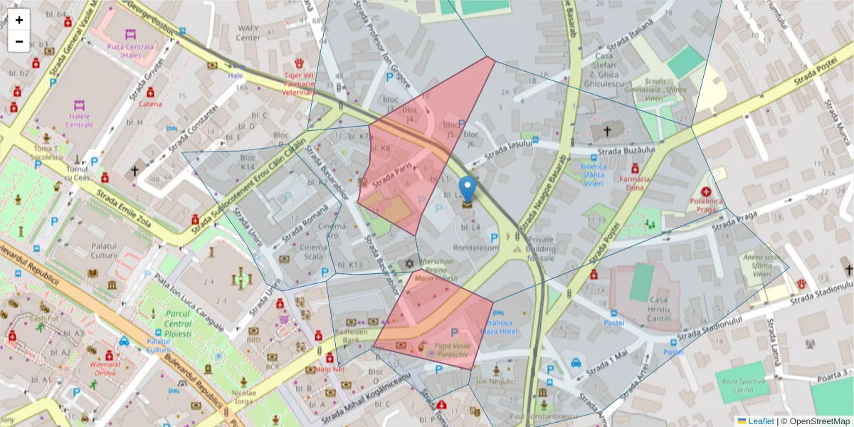 Hartă a codului poștal  și a codurilor poștale învecinate