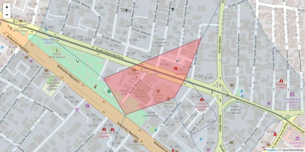 Hartă a codului poștal  și a codurilor poștale învecinate