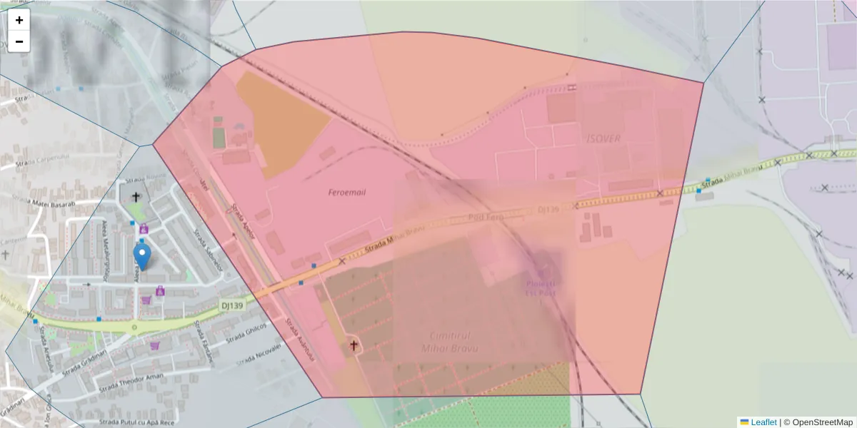 Hartă a codului poștal  și a codurilor poștale învecinate