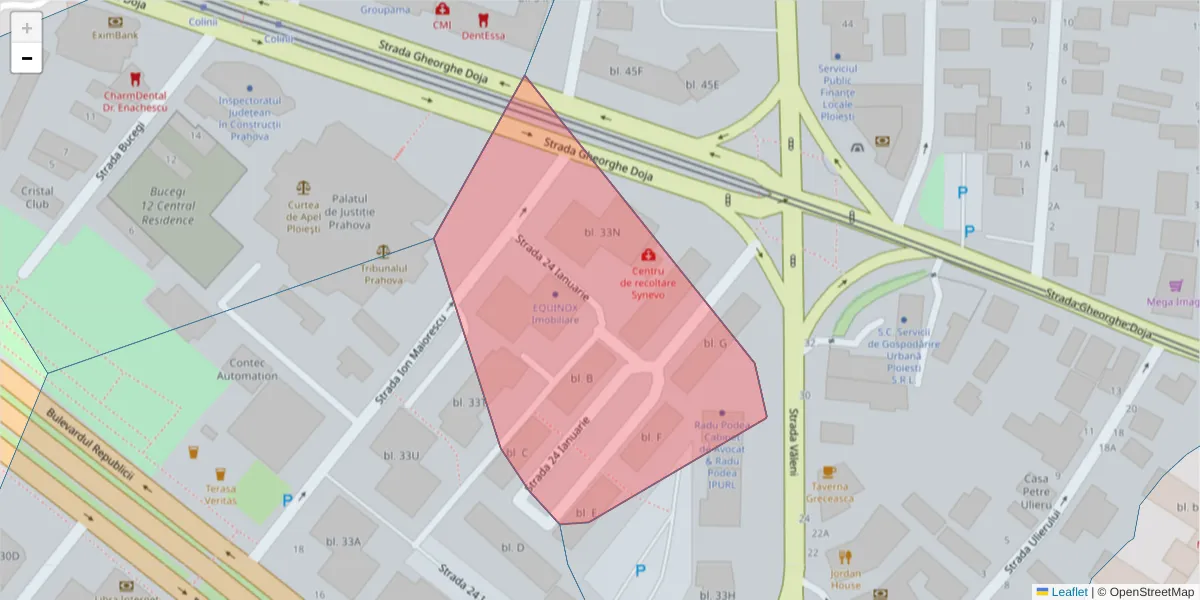 Hartă a codului poștal  și a codurilor poștale învecinate