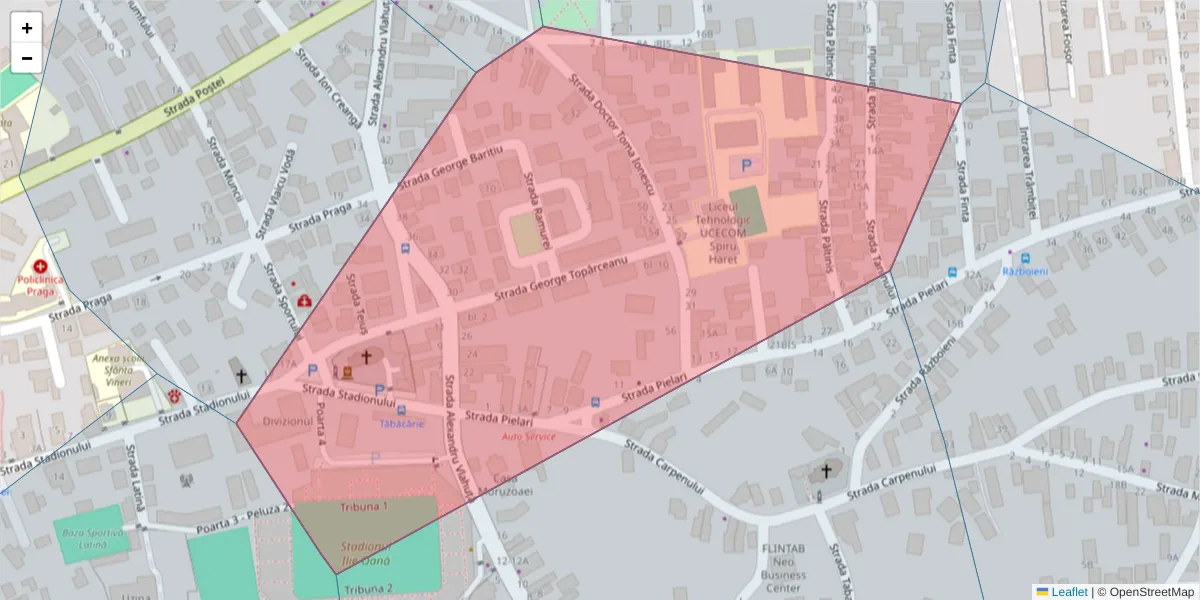 Hartă a codului poștal  și a codurilor poștale învecinate