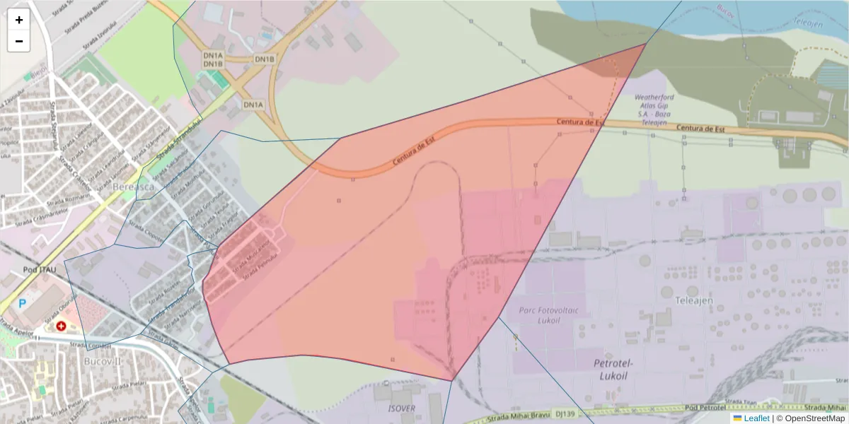 Hartă a codului poștal  și a codurilor poștale învecinate