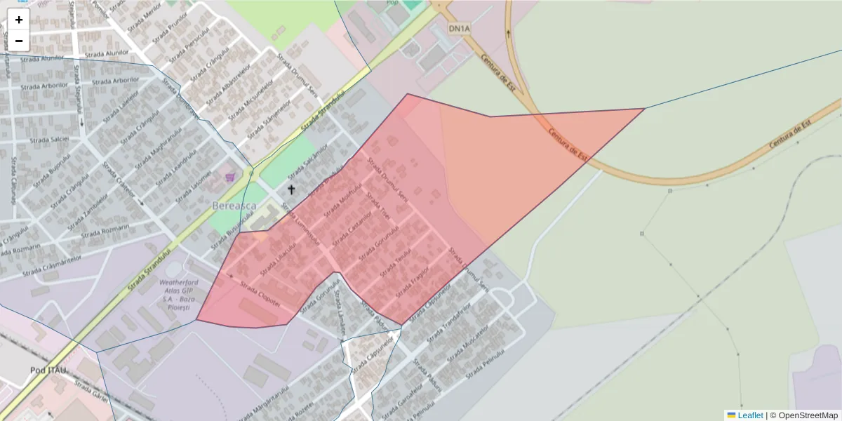 Hartă a codului poștal  și a codurilor poștale învecinate