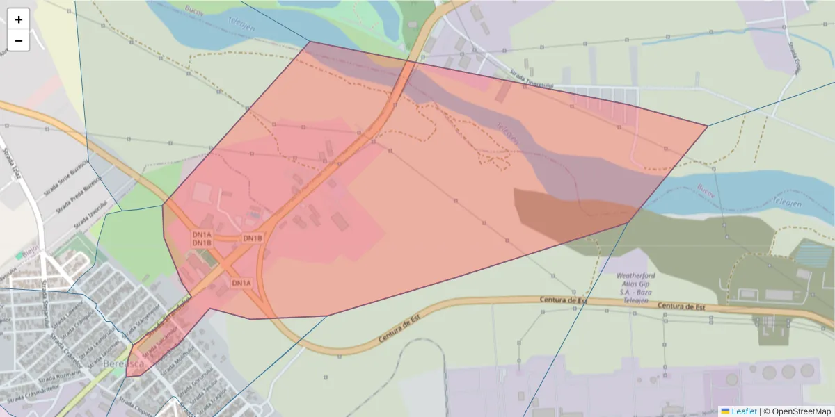 Hartă a codului poștal  și a codurilor poștale învecinate