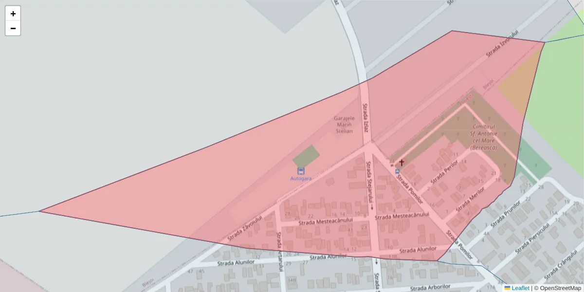 Hartă a codului poștal  și a codurilor poștale învecinate