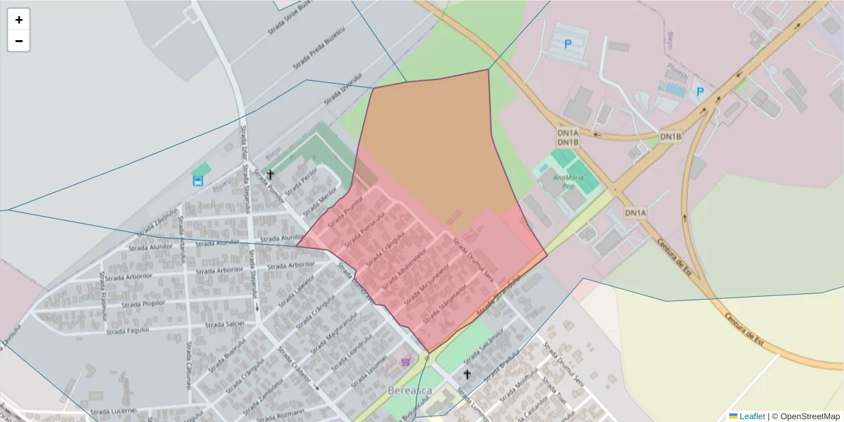 Hartă a codului poștal  și a codurilor poștale învecinate